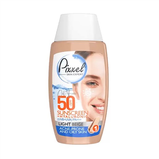 کرم ضدآفتاب رنگ بژ روشن مناسب پوست جوشدار و چرب پیکسل