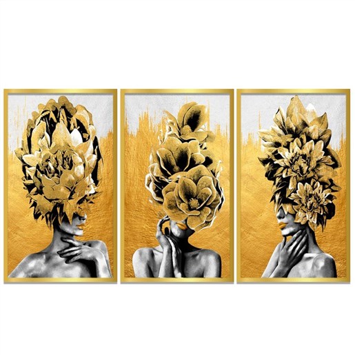 تابلو سه تیکه خاص طلایی مشکی