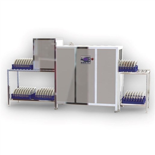 ماشین ظرفشویی صنعتی زاگرس، مدل 130 سبد، تونلی با میز اتومات و خروجی ریلی (گازی)