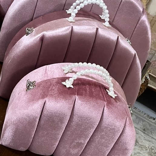 ست چمدان مخملی دسته مرواریدی