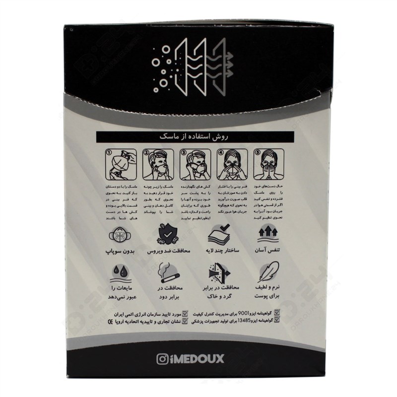 ماسک 6 لایه کربن N95 بدون سوپاپ مداکس