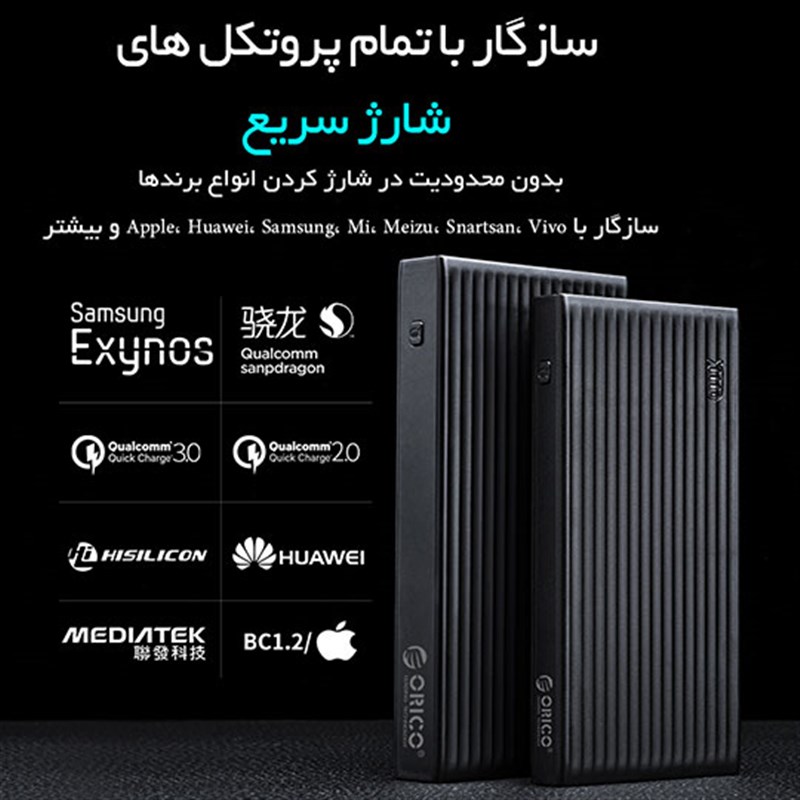 پاور بانک شارژ سریع 10000 میلی آمپر ORICO K10000