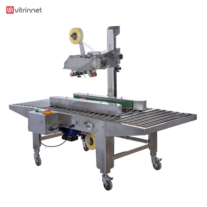 دستگاه چسب زن کارتن تمام استیل نیمه اتوماتیک تک ستون