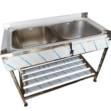 سینک استیل نگیر پرسی طول 150 دو لگن