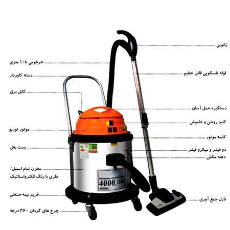 جارو برقی نیمه صنعتی دو موتور ویلایی خاک مدل v4000