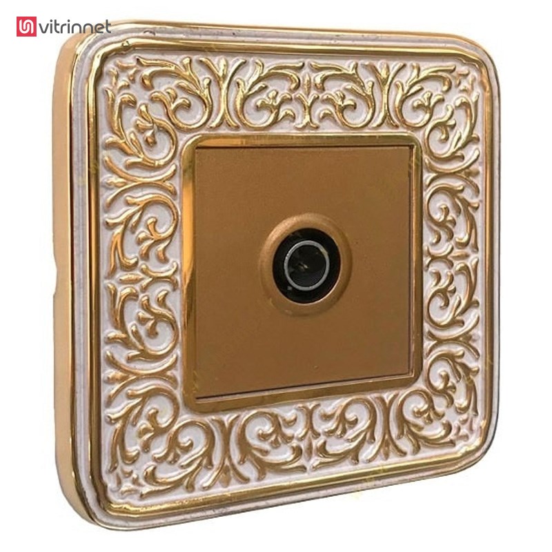 کلید و پریز آنتیکو سری FIORE طلایی با کادر پتینه سفید