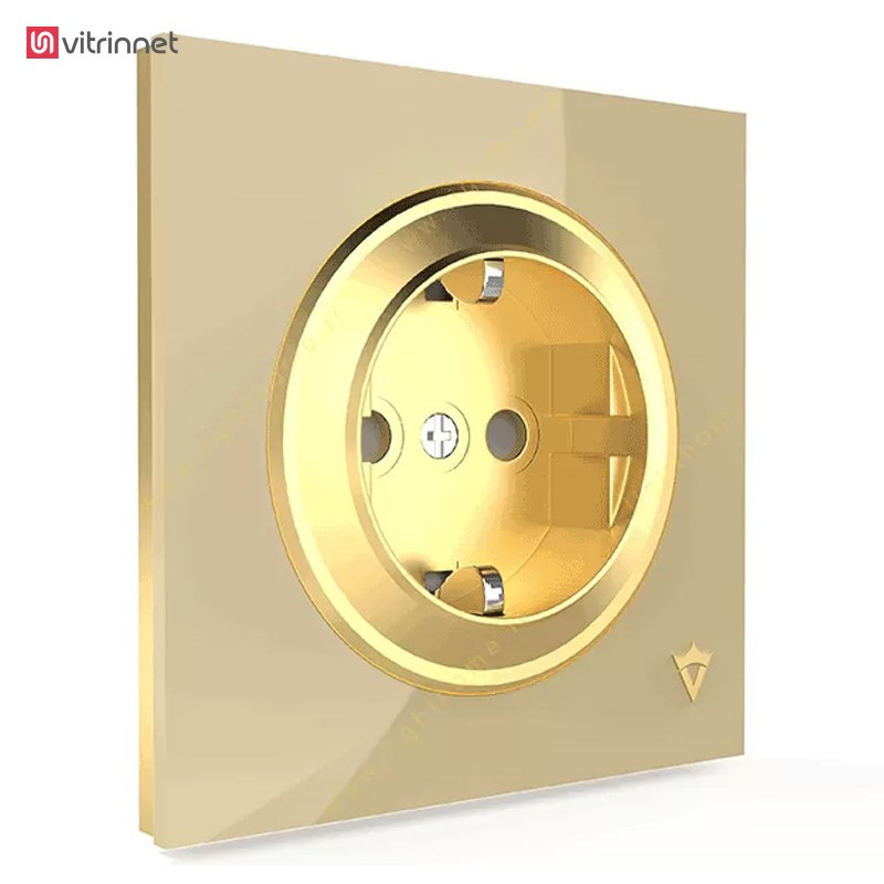 کلید و پریز ویرا مدل آلفا کلاسیک بژ میانه طلا - مات و شیشه ای