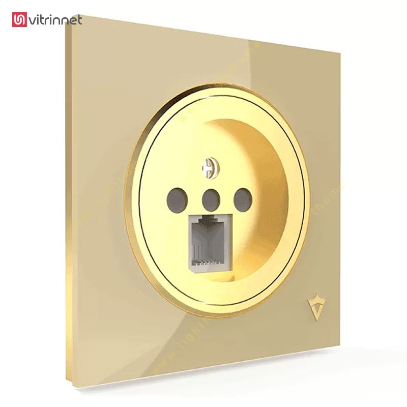 کلید و پریز ویرا مدل آلفا کلاسیک بژ میانه طلا - مات و شیشه ای