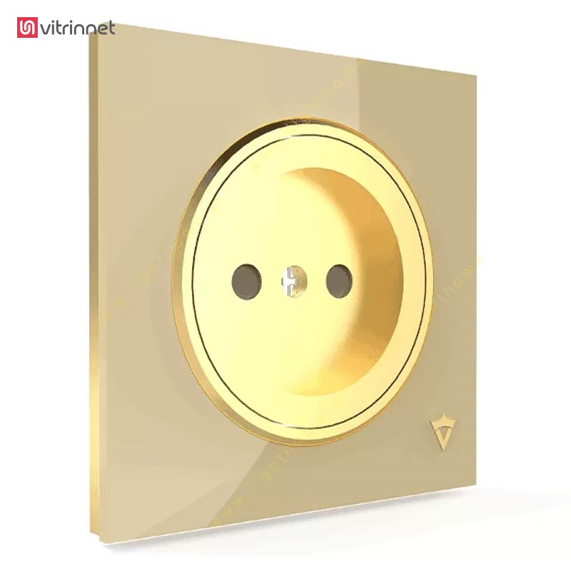 کلید و پریز ویرا مدل آلفا کلاسیک بژ میانه طلا - مات و شیشه ای