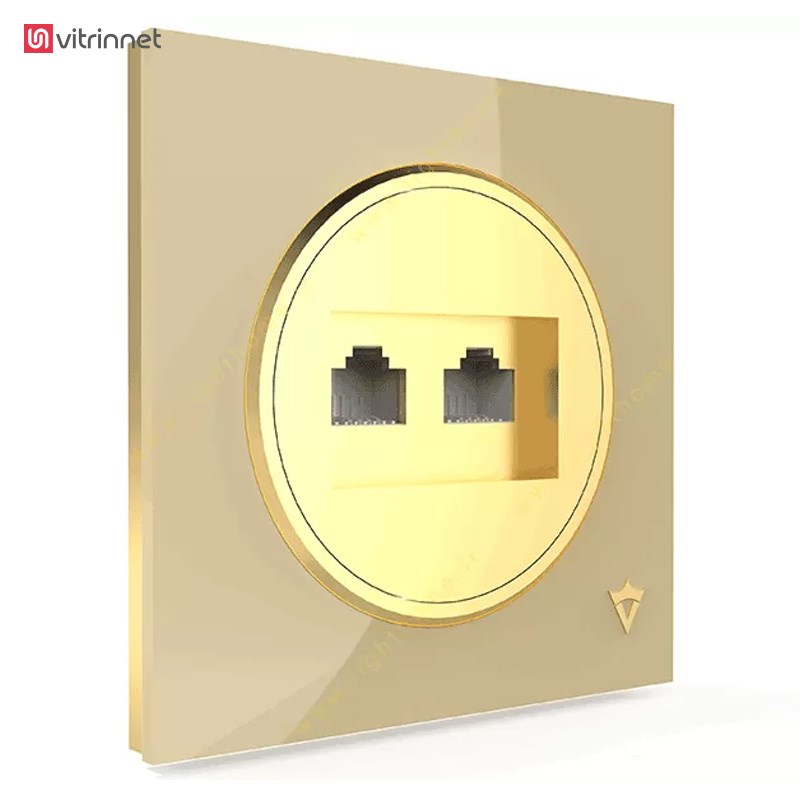 کلید و پریز ویرا مدل آلفا کلاسیک بژ میانه طلا - مات و شیشه ای